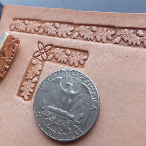 012-11 Oak Leaves leather stamp Saddlery homemade Tool Punch 3D Brass