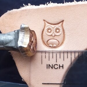 016-09 OWL Leather stamp 10x12 mm 6/16'' to 8/16'' brass surface image 2