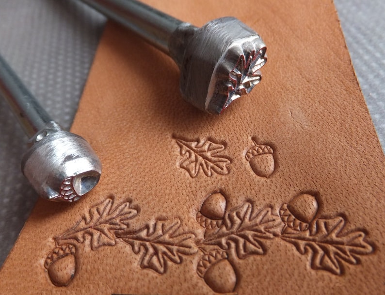 01716 SET of Oak Leaf and Acorn Aluminium leather stamps Etsy