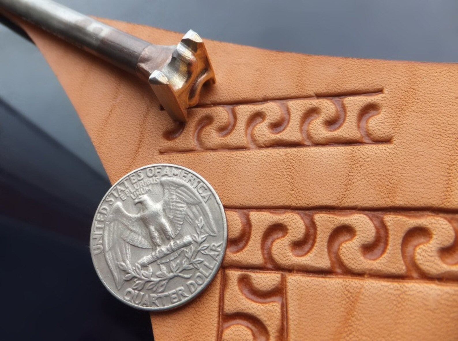 01313 MEANDER rounded Leather stamp homemade Custom