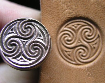 012-01 Celtic Circle Spirals Vintage Leather stamp Biker homemade Saddlery Tool