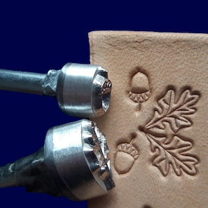Timbro in alluminio, ghianda di quercia, timbro in pelle, selleria, fatto in casa, utensile, punzone 3D