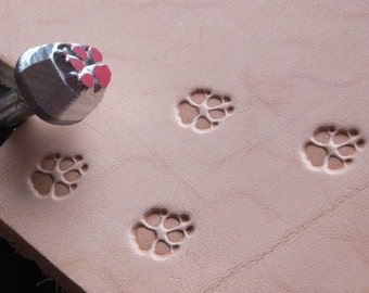017-98  Aluminium Wolf track paw 3/8&#39;&#39; Alloy Leather Stamp with own steel handle