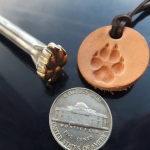 011-04 Wolf Track Leather Stamp Saddlery Tool Punch 3D Brass Western Design image 2