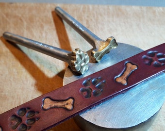 011-04 SET Knochen und Wolfsspur Leder Stempel Sattlery Tool Punch 3D Messing Western Design