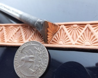 013-30 SUNrise big Triangle BORDER Leather Stamp Saddlery Tool Punch Brass Home made