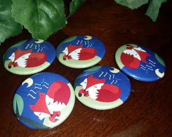 Sleeping Fox - 1-1/2" Pinback Button