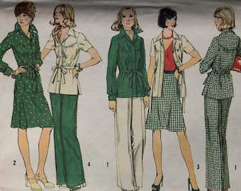 Vintage Simplicity 6191 1970s Womens Jacket, Skirt and Pants Sewing Patterns – Size 10, 32.5” Bust – Uncut, Factory Folded