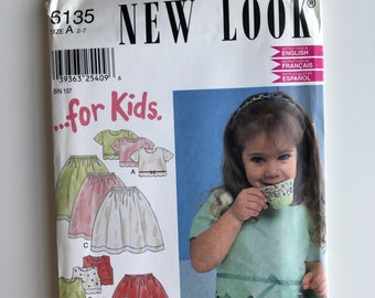 New Look 6135 Girls Shirt and Skirt Kids Sewing Patterns – Sizes 2-7 – Uncut, Factory Folded