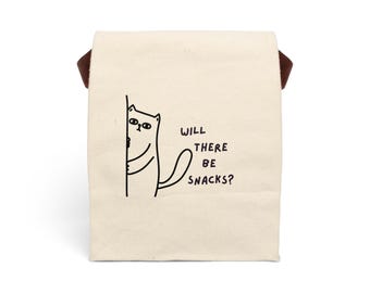 覗き見する猫「おやつはあるかな？」キャンバス製ランチバッグ