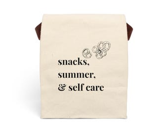 Snacks, Summer, & Self Care Canvas Lunch Bag | Insulated Lunch Tote