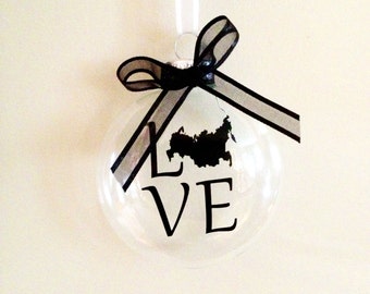 Russia LOVE Christmas Ornament, Custom, Adoption, Travel