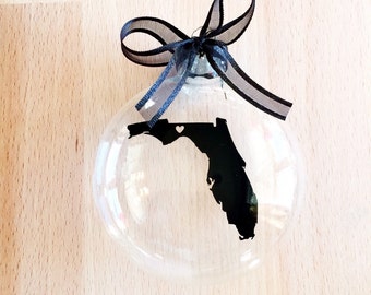 Florida Glass Christmas Ornament, Custom, Travel, Hometown