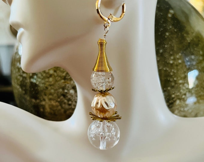 Vintage style Glass pearl and bubble bead earrings. Vintage components.