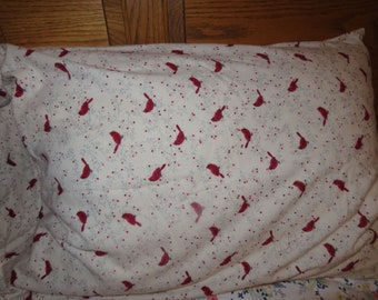 Red Cardinals on 100%  Flannel Pillowcase