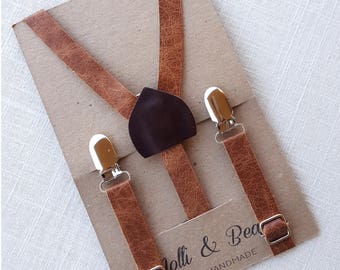 Leather Suspenders, Genuine Leather Suspenders, Men's Leather Suspenders, Groomsmen Suspenders, Boys leather suspenders