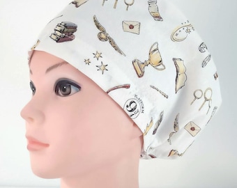 Halloween Euro Scrub Cap: Cotton Surgical Hat with Toggle, Optional Satin Lining and Buttons