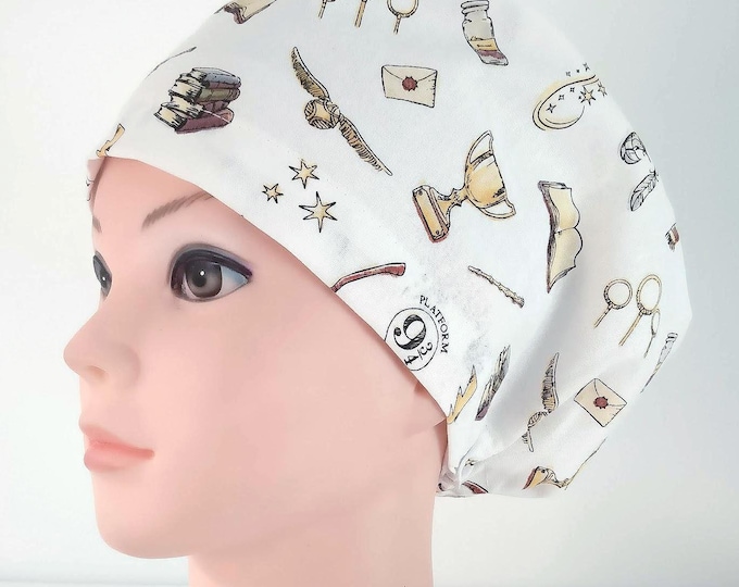 Halloween Euro Scrub Cap: Cotton Surgical Hat with Toggle, Optional Satin Lining and Buttons
