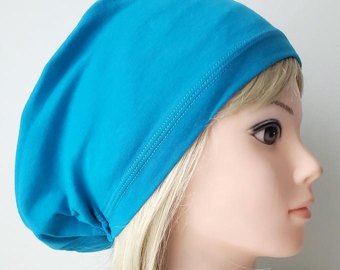 stretchy scrub cup, surgical euro hat, solid Royal Blue organic cotton - FifthCraftyStreet