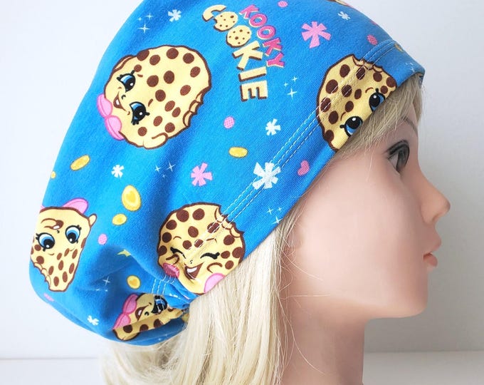 stretchy scrub cup, surgical euro hat, Retro  kooky Cookies - FifthCraftyStreet