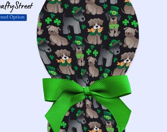 Tossed Dog - St Patrick's Day -  Ponytail Scrub Cap for Women with Satin Lined option