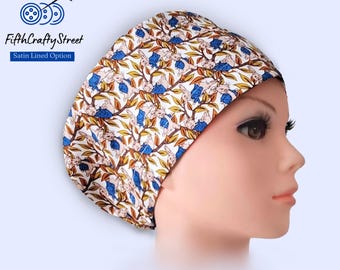 Euro Scrub Caps - Adjustable - Satin Lined option - bunny in blue jacket - FifthCraftyStreet