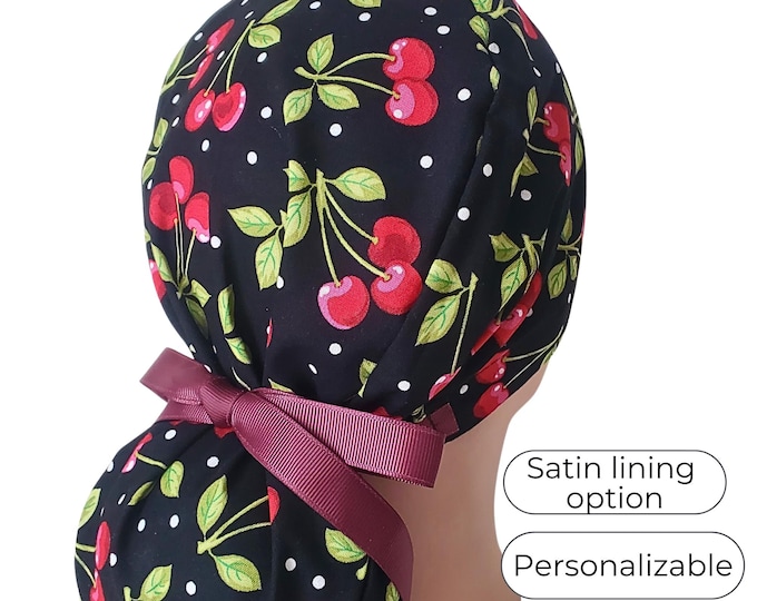 Ankara Ponytail Scrub Cap - Surgical Cap - Satin Lined option
