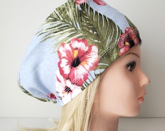 Watercolor Floral - Stretchy Scrub Caps - Surgical Cap -
