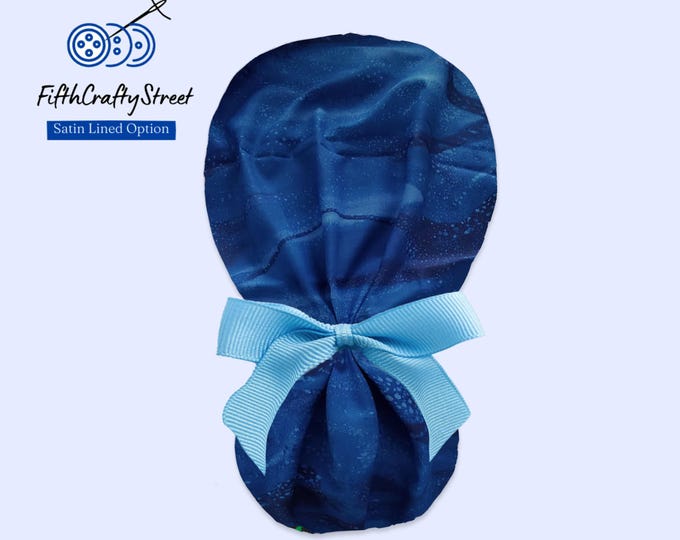 Ponytail Scrub Cap for Women - Surgical Cap with Silky Satin Lining Option -