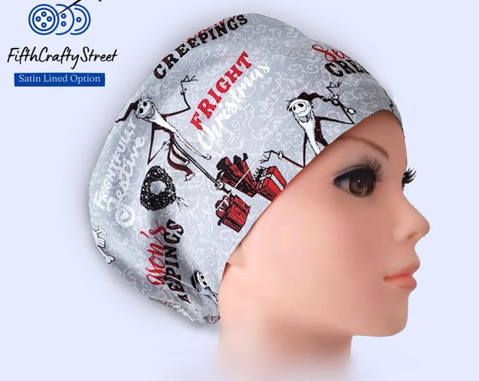 Euro Scrub Cap - Adjustable - Satin Lining option - Halloween