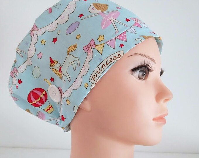 Euro Scrub Cap - Princess - Adjustable - Satin Lined  option - FifthCraftyStreet
