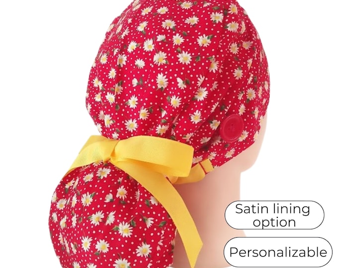 Satin Lined Surgical Cap -  Daisy - FifthCraftyStreet