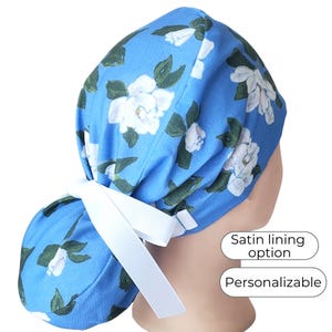 Ponytail Scrub Cap - Surgical Cap - Satin Lining Option - Lavender Blue -