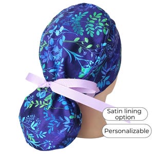 Ponytail Scrub Cap - Surgical Cap - Satin Lining Option - Lavender Blue -