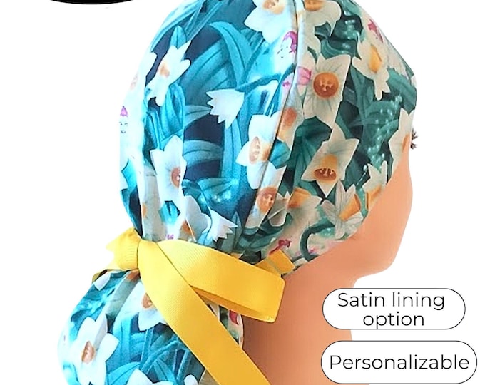 Glow in the Dark Scrub Cap - Scrub Caps Ponytail with Satin Lining option -