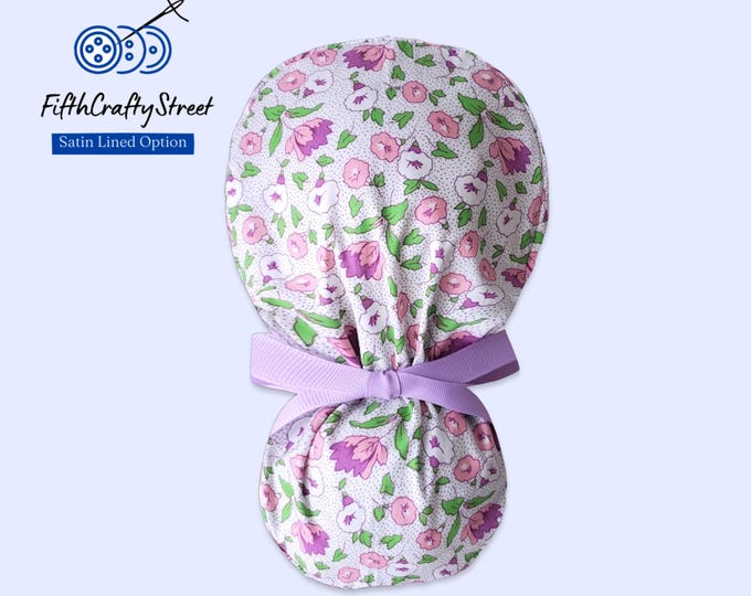 Ponytail Scrub Cap for Women - Surgical Cap with Satin Lining Option - FifthCraftyStreet