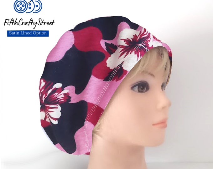 Stretchy Scrub Caps - Surgical Euro Scrub Cap - Floral - Stretchy cotton - FifthCraftyStreet