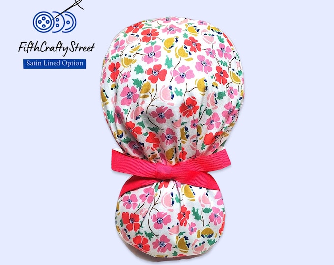 Ponytail Scrub Cap for Women - Liberty print cotton - FifthCraftyStreet