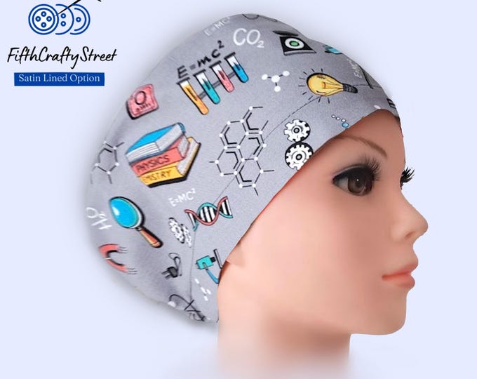 Euro Scrub Cap for Women - Tech Chemistry - Adjustable - Satin Lined option - FifthCraftyStreet