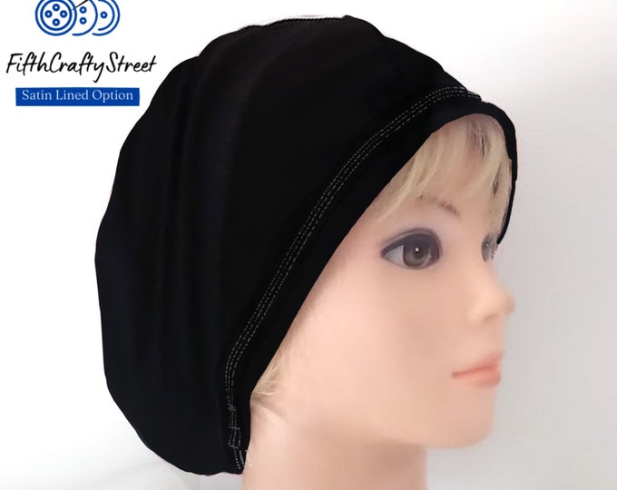 Black Stretchy Scrub Caps - Surgical Euro Scrub Cap - FifthCraftyStreet