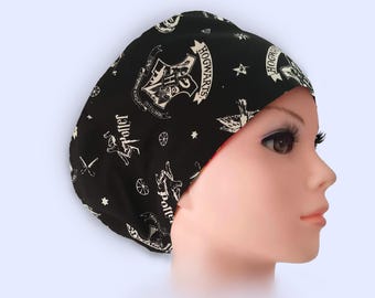 Halloween Euro Scrub Cap: Cotton Surgical Hat with Toggle, Optional Satin Lining and Buttons
