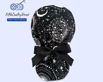 Glow-in-the Dark Moon Surgical Cap - Satin Lining Scrub Cap option - FifthCraftyStreet