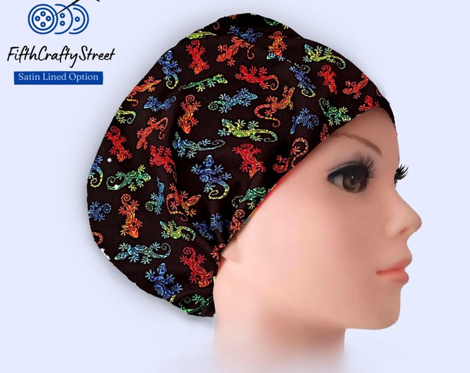 Lizard Salamander - Euro Style Scrub Cap - Adjustable - Satin Lining option -