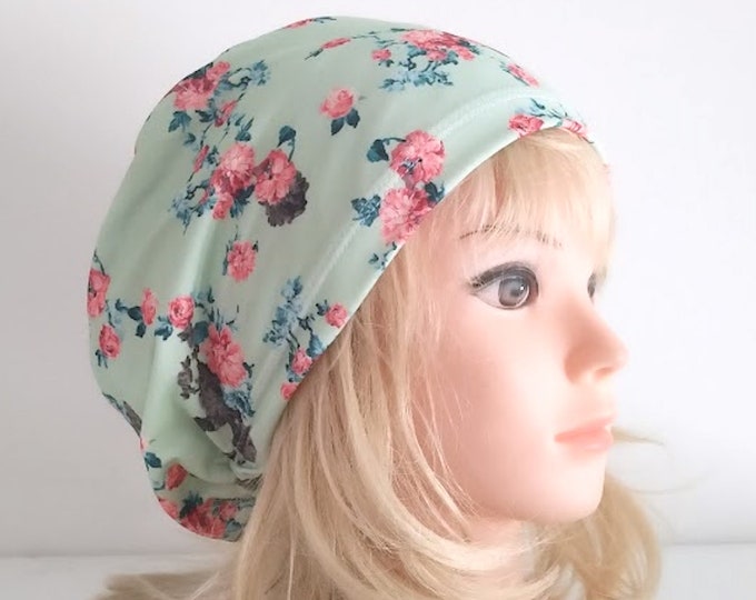 surgical euro scrub hat, mint stretchy scrub cup, handmade quick ship USA - FifthCraftyStreet