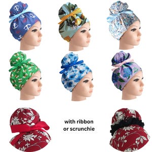 High Bun Scrub Cap Satin Lined Option Surgical Hat for Women: Personalized