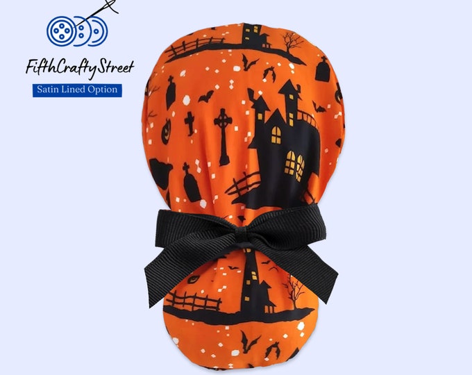 Halloween Satin Lined Scrub Cap for women - FifthCraftyStreet