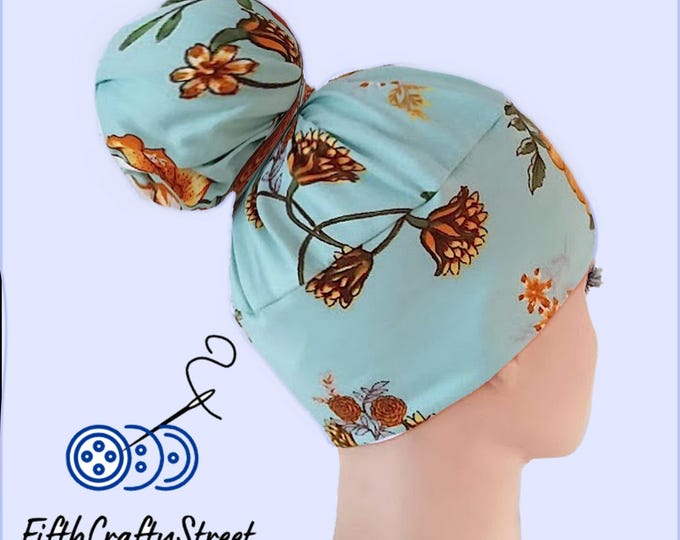 High Bun Scrub Cap, Stretchy Knit Jersey Hats, ready to ship US - FifthCraftyStreet