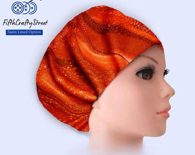 Euro Scrub Cap for Women - Waves - Adjustable - Satin Lined Scrub Cap - FifthCraftyStreet