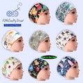 scrub caps for women euro style with elastic and adjustable toggle, satin lined option, quick ship US - FifthCraftyStreet