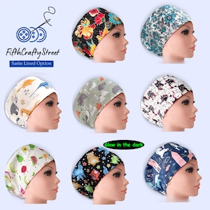 Euro Scrub Caps, Surgical Scrub Hats, Optional Satin Lining and Buttons, Cotton, European Scrub Cap with Toggle by FifthCraftyStreet